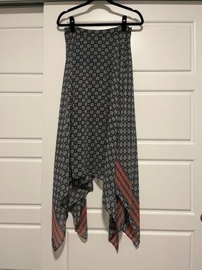 Soprano Navy Printed Maxi Skirt with Yellow Accents